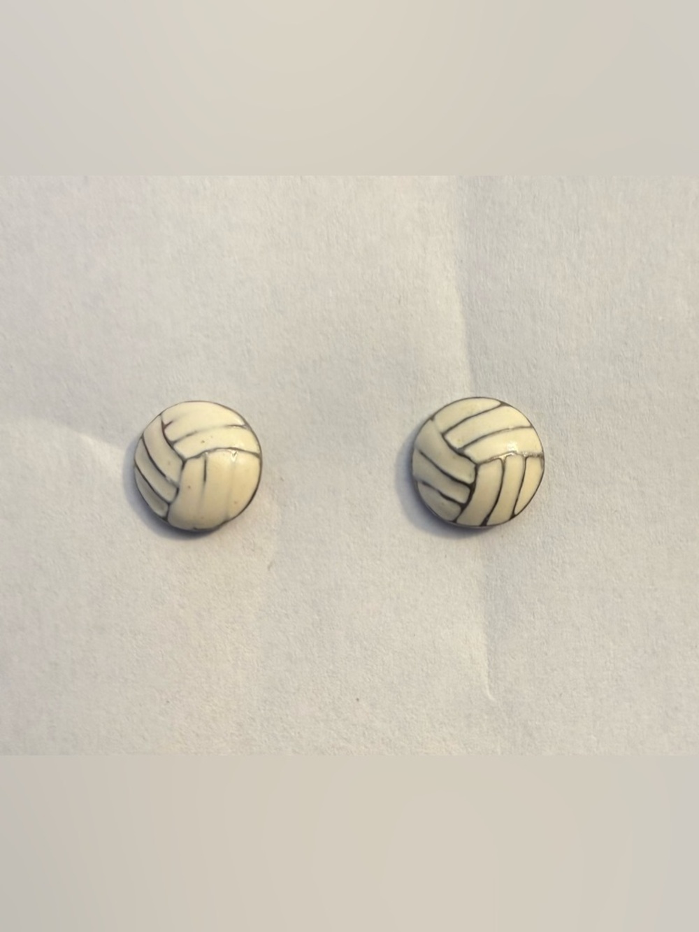 Ivory White Silver Volleyball Stud Earrings